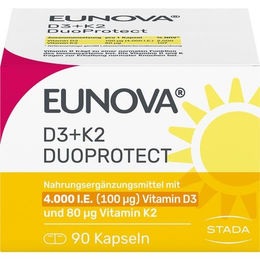 Eunova DuoProtect Vitamin D3 und K2 Kapseln 4000 I.E. und 80 µg laktosefrei und glutenfrei 90 Stück – Bild 1 von 1