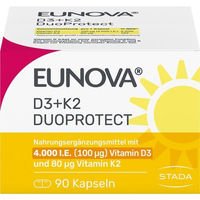 Produktbild von Eunova DuoProtect Vitamin D3 und K2 Kapseln 4000 I.E. und 80 µg laktosefrei und glutenfrei 90 Stück