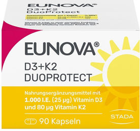Eunova DuoProtect Vitamin D3 und K2 Kapseln mit 1000 IE und 80 µg – Bild 1 von 1