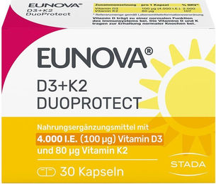 Eunova DuoProtect Vitamin D3 und K2 Tabletten 4000 IE und 80 µg mit 30 Tabletten – Bild 1 von 1