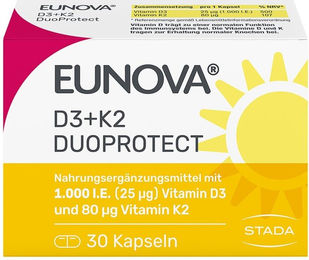 Eunova DuoProtect Vitamin D3 und K2 Tabletten vegan 1000 IE mit 80 µg – Bild 1 von 1