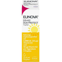 Produktbild von Eunova DuoProtect Vitamin D3 und K2 Tropfen mit 1000 IE und 50 µg