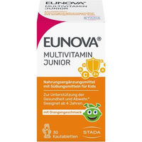 Produktbild von Eunova Junior Lutschtabletten für Kinder ohne Zusatzstoffe mit Orangengeschmack