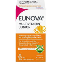 Produktbild von Eunova Junior Multivitamin Lutschtabletten ohne Zusatzstoffe für Kinder Erwachsene und Schwangere & Stillende