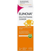 Produktbild von Eunova Junior Multivitamin Sirup mit Orangengeschmack für Kinder glutenfrei und laktosefrei 150 ml