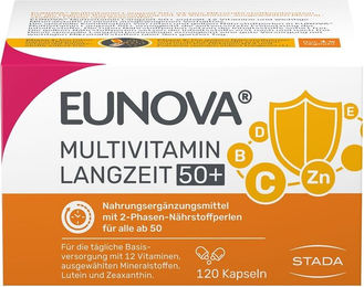 Eunova Langzeit 50+ Multivitaminpräparat für Senioren, Kapseln, 120 Stück, glutenfrei und laktosefrei – Bild 1 von 4