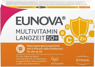 Eunova Langzeit 50+ Multivitaminpräparat für Senioren, Kapseln, 60 Stück, glutenfrei und laktosefrei – Bild 1 von 4