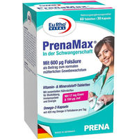Produktbild von EuRho Vital PrenaMax Schwangerschaft und Kinderwunsch Tabletten mit Folsäure, DHA, Eisen und Jod für Schwangere und Stillende 90 Stück