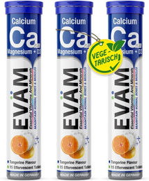 EVÄM Calcium Magnesium Vitamin D3 Brausetabletten zuckerfrei vegetarisch 3er Pack – Bild 1 von 2