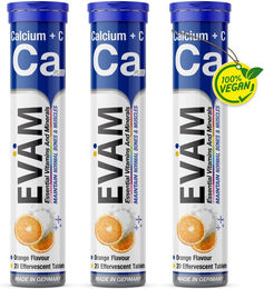 EVÄM Calcium + Vitamin C Brausetabletten 3er Set zuckerfrei vegetarisch glutenfrei laktosefrei – Bild 1 von 1