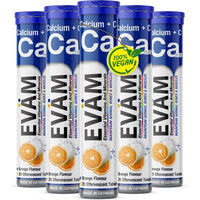 Produktbild von EVÄM Calcium + Vitamin C Brausetabletten 5er Set zuckerfrei vegetarisch glutenfrei laktosefrei