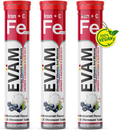 EVÄM Eisen Citrat und Vitamin C Brausetabletten für Erwachsene vegan zuckerfrei glutenfrei laktosefrei – Bild 1 von 2