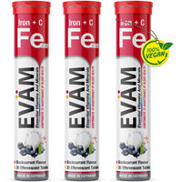 Produktbild von EVÄM Eisen Citrat und Vitamin C Brausetabletten für Erwachsene vegan zuckerfrei glutenfrei laktosefrei
