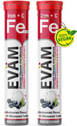EVÄM Eisen Citrat und Vitamin C Brausetabletten für Erwachsene vegan zuckerfrei glutenfrei laktosefrei – Bild 1 von 2