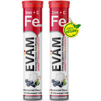 Produktbild von EVÄM Eisen Citrat und Vitamin C Brausetabletten für Erwachsene vegan zuckerfrei glutenfrei laktosefrei