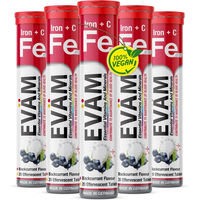 Produktbild von EVÄM Eisen Citrat und Vitamin C Brausetabletten für Erwachsene vegan zuckerfrei glutenfrei laktosefrei