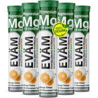 Produktbild von EVÄM Magnesium + B-Komplex Brausetabletten für Sportler, vegan, zuckerfrei, glutenfrei und laktosefrei, 5er Pack