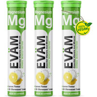 Produktbild von EVÄM Magnesium Brausetabletten für Sportler, zuckerfrei, laktosefrei und glutenfrei, 3er Pack