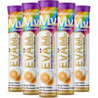 Produktbild von EVÄM Multivitamin + Mineralien Brausetabletten 5er Set vegan zuckerfrei glutenfrei laktosefrei