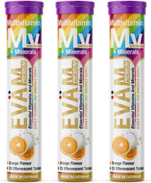 EVÄM Multivitamin + Mineralien Brausetabletten vegan zuckerfrei glutenfrei laktosefrei 3er Set – Bild 1 von 1