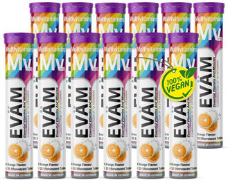 EVÄM Multivitamin Plus Brausetabletten für Erwachsene, vegan, zuckerfrei, glutenfrei und laktosefrei, 12er Pack – Bild 1 von 1