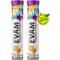 Produktbild von EVÄM Multivitamin Plus Brausetabletten für Erwachsene, vegan, zuckerfrei, glutenfrei und laktosefrei, 2er Set