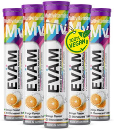 EVÄM Multivitamin Plus Brausetabletten für Erwachsene, vegan, zuckerfrei, glutenfrei und laktosefrei, 5er Pack – Bild 1 von 1