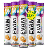 Produktbild von EVÄM Multivitamin Plus Brausetabletten für Erwachsene, vegan, zuckerfrei, glutenfrei und laktosefrei, 5er Pack