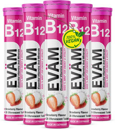 EVÄM Vitamin B12 Brausetabletten für Erwachsene vegan glutenfrei laktosefrei 5er Pack – Bild 1 von 2