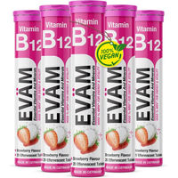 Produktbild von EVÄM Vitamin B12 Brausetabletten für Erwachsene vegan glutenfrei laktosefrei 5er Pack