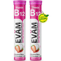 Produktbild von EVÄM Vitamin B12 Brausetabletten vegan glutenfrei laktosefrei für Erwachsene 2er Pack