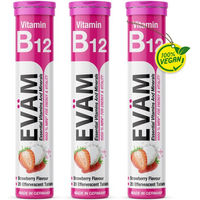 Produktbild von EVÄM Vitamin B12 Brausetabletten vegan glutenfrei laktosefrei für Erwachsene 60 Stück
