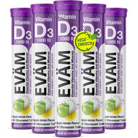 Produktbild von EVÄM Vitamin D3 Brausetabletten 1000 IE zuckerfrei vegetarisch glutenfrei laktosefrei