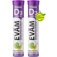 Produktbild von EVÄM Vitamin D3 Brausetabletten 1000 IE zuckerfrei vegetarisch glutenfrei laktosefrei für Erwachsene 2er Pack