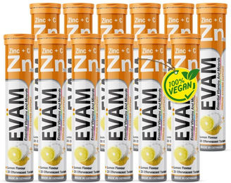 EVÄM Zink und Vitamin C Brausetabletten, vegan, zuckerfrei, glutenfrei und laktosefrei, 12 Stück – Bild 1 von 2