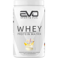 Produktbild von EVO SPORTS FUEL Whey Protein Matrix Banane Pulver vegetarisch ohne Zusatzstoffe