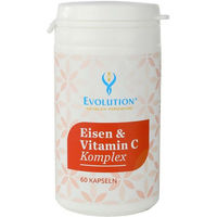 Produktbild von Evolution Eisen Gluconat & Vitamin C Kapseln vegetarisch für Sportler, Schwangere & Stillende