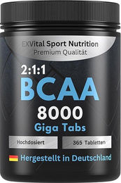 EXVital BCAA 8000 Giga Amino Komplex Tabletten vegan ohne Zusatzstoffe – Bild 1 von 3