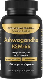 EXVital Bio Ashwagandha KSM-66 Premiumrohstoff 600 mg Kapseln 180 Stück – Bild 1 von 4