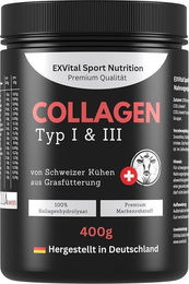 EXVital Collagen Pulver aus Schweizer Alpenkühen Grasfütterung Typ I & II, 400 g, geschmacksneutral, laktosefrei, glutenfrei und ohne Zusatzstoffe – Bild 1 von 7
