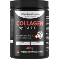 Produktbild von EXVital Collagen Pulver aus Schweizer Alpenkühen Grasfütterung Typ I & II, 400 g, geschmacksneutral, laktosefrei, glutenfrei und ohne Zusatzstoffe