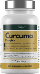 EXVital Curcuma Komplex mit Curcuma Extrakt und Piperin, 120 Kapseln, vegan, laktosefrei und glutenfrei – Bild 1 von 3