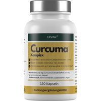 Produktbild von EXVital Curcuma Komplex mit Curcuma Extrakt und Piperin, 120 Kapseln, vegan, laktosefrei und glutenfrei