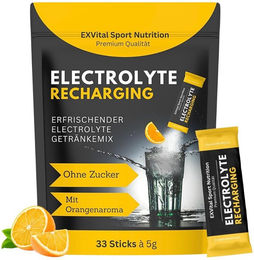 EXVital Elektrolyte Pulversticks mit Orangengeschmack, vegan und zuckerfrei, 33 Stück – Bild 1 von 3