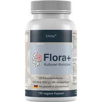 Produktbild von EXVital Flora+ Kulturen Komplex mit 22 Bakterienkulturen 500 Mrd. KBE/g vegan Kapseln 120 Stück
