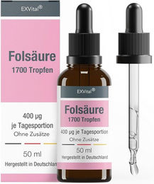 EXVital Folsäure Tropfen Vitamin B9 vegan ohne Zusatzstoffe für Schwangere und Stillende – Bild 1 von 2