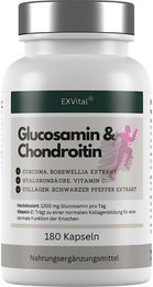 EXVital Glucosamin Chondroitin Komplex Kapseln vegan laktosefrei glutenfrei 180 Stück – Bild 1 von 6