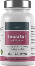 EXVital Inositol Vitamin B8 mit Folsäure Tabletten vegan ohne Zusatzstoffe für Frauen 180 Stück – Bild 1 von 1