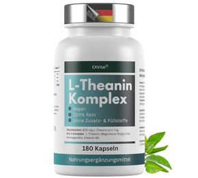 EXVital L-Theanin Komplex Kapseln mit Magnesium, Ashwagandha und Vitamin B6, 180 Kapseln, vegan – Bild 1 von 5