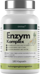 EXVital Multi-Enzym-Komplex mit Bromelain, Papain, Rutin und Selen, 180 Kapseln, vegan, laktosefrei und glutenfrei – Bild 1 von 4